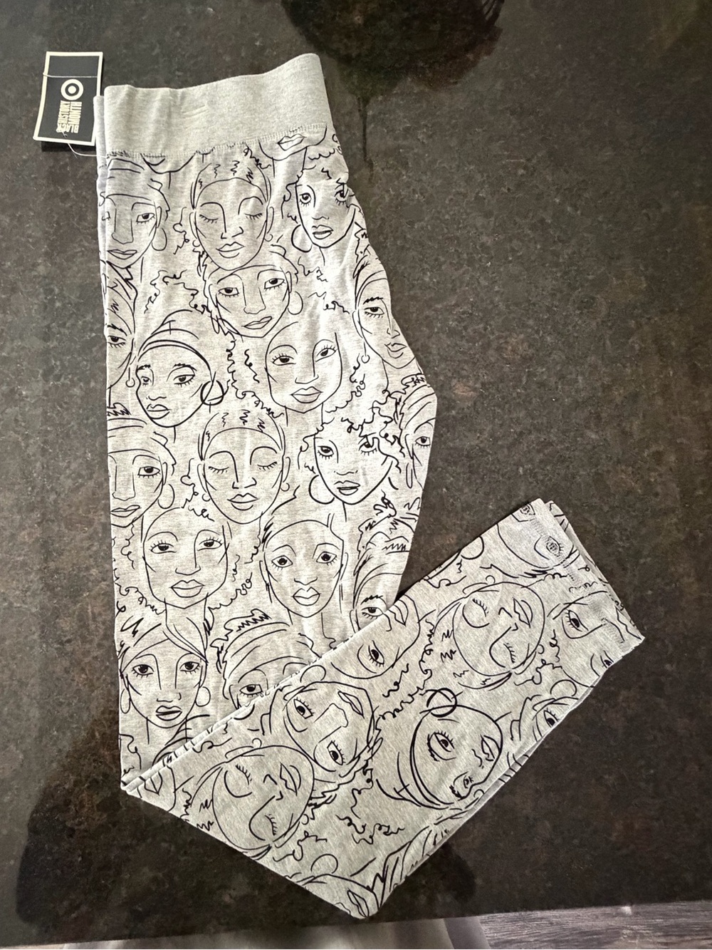 Women’s Gray Face-Print Leggings - Brand Unknown